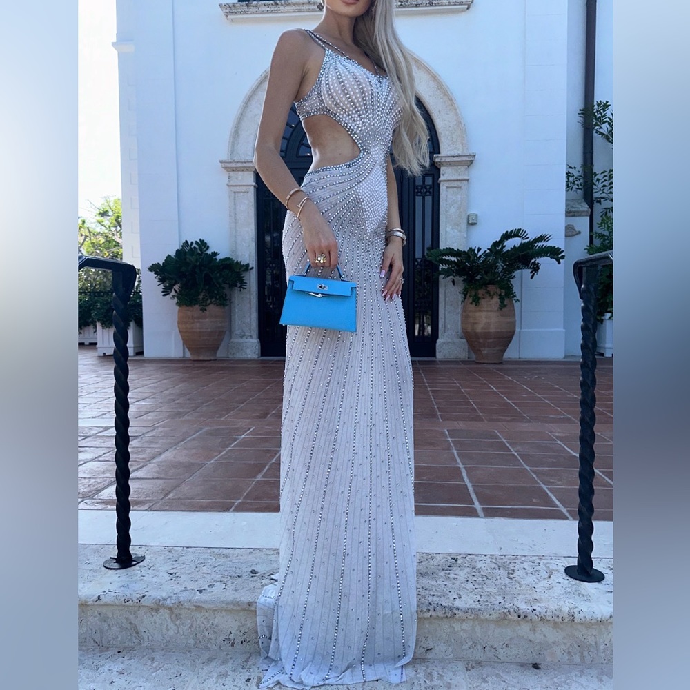 Jessica Bara Tina Crystal Cut Out Gown